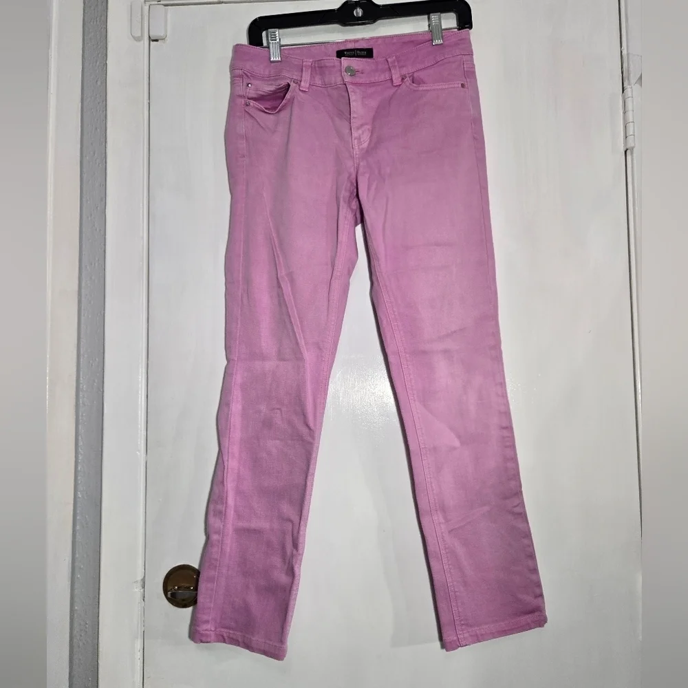 White House Black Market Blanc Slim Ankle Pink Jeans Sz 4